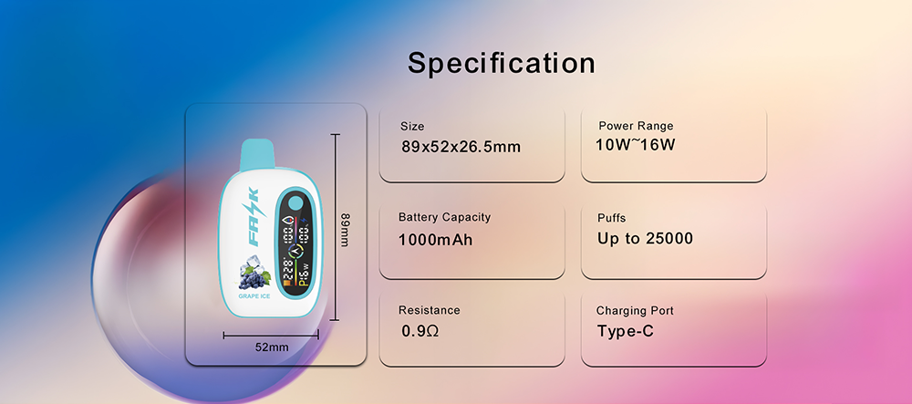 DE016 New York NY USA 25000 Puffs Disposable Vape with LED display screen and adjustable airflow rechargeable