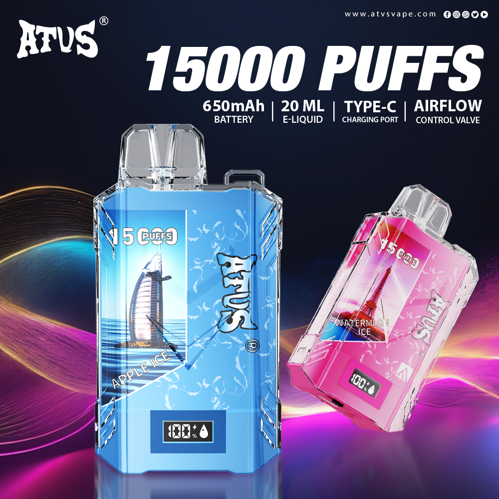 30000 Puffs Disposable Vape With LED display screen and adjustable airflow rechargeable New Style Vape Dual mesh coil DTL Screen Vape ATVS ATUS 650mAh Fast Charging Disposable Vape