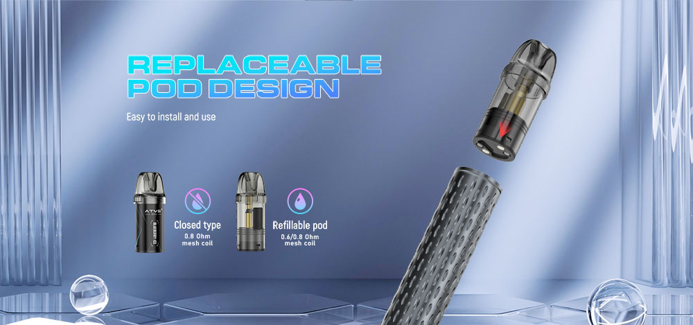 DE020 New York NY USA Refillable Pod Kit System Device with Adjustable Airflow MTL RDL ATVS Vape