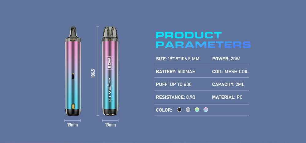 DE020 New York NY USA Refillable Pod Kit System Device with Adjustable Airflow MTL RDL ATVS Vape