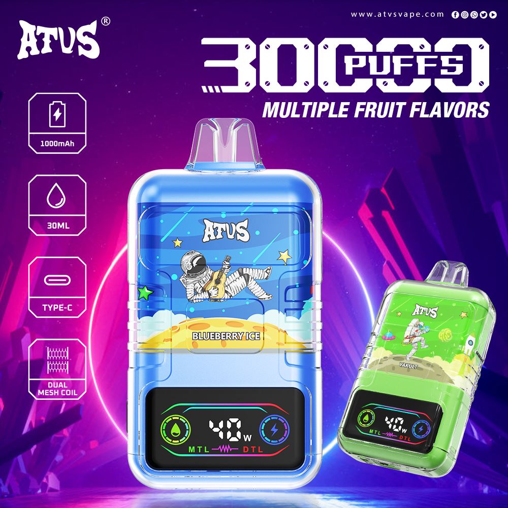 30000 Puffs Disposable Vape with LED display screen and adjustable airflow MTL DTL ATVS ATUS 30000 Puffs 30ml Disposable Device USB C Rechargeable Vape Kit wholesale disposable vape