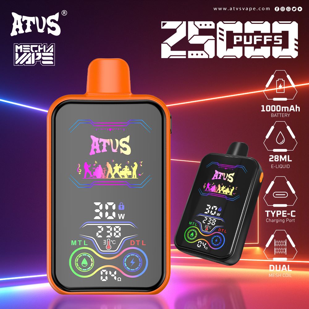 25000 Puffs Disposable Vape with Full screen rechargeable and adjustable airflow Europe EU Market Wholesale 1000mAh DTL screen vape 25K Puffs Disposable Vape Pen ATVS Electronic Cigarette Germany Netherlands video disposable vape