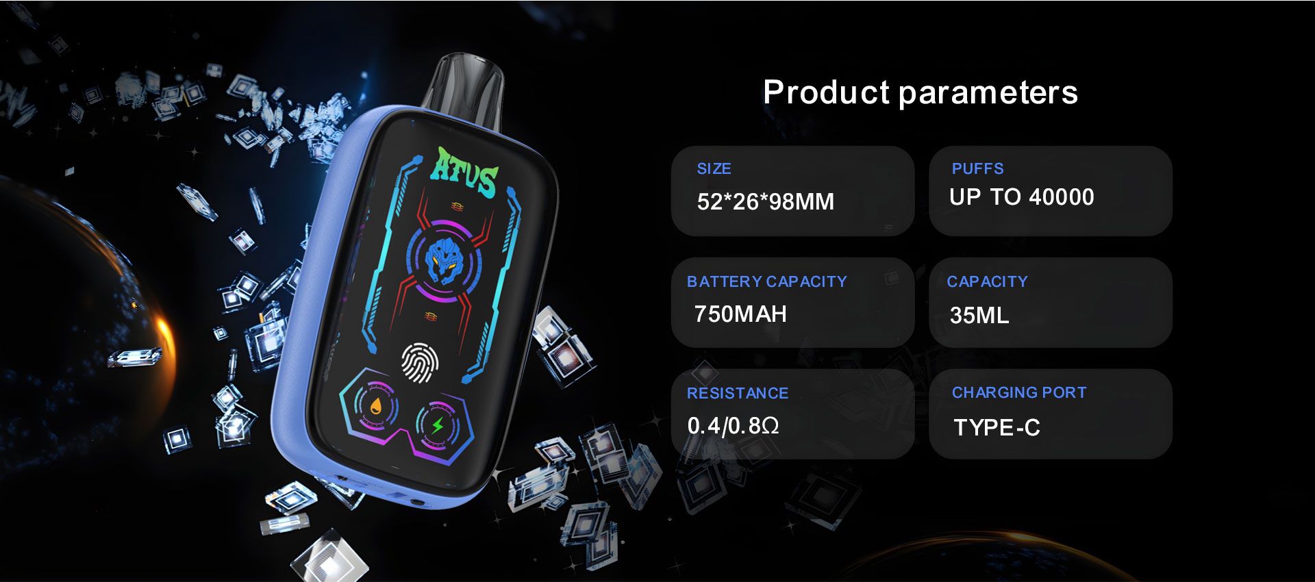 DE023 New York NY USA 40000 Puffs Disposable Vape with Full screen rechargeable and adjustable airflow ATVS Vape