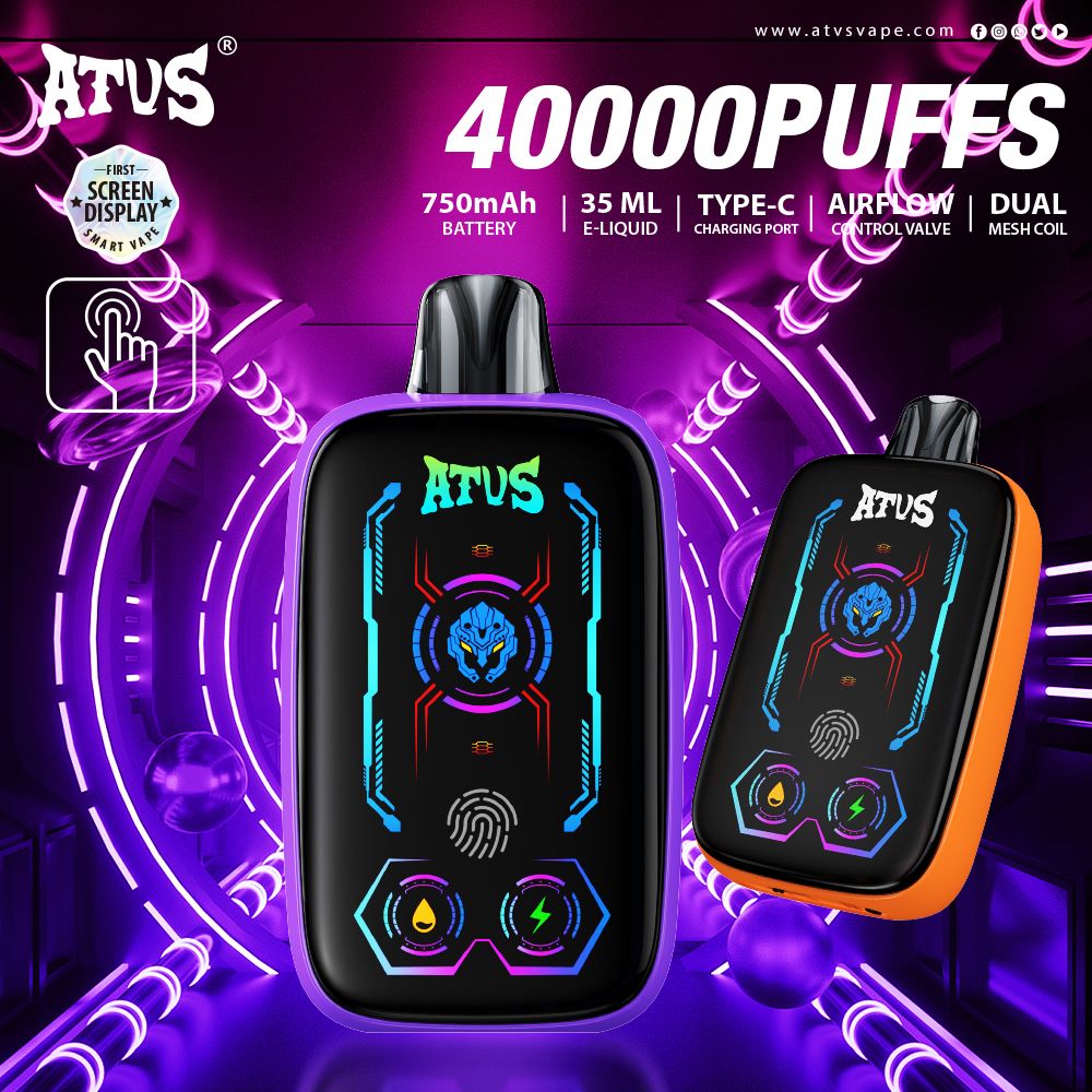 40000 Puffs Disposable Vape with Full screen rechargeable and adjustable airflow Best Selling ATVS 35ml 40K Puffs Disposable E-Cigarette Warehouse Stock wholesale